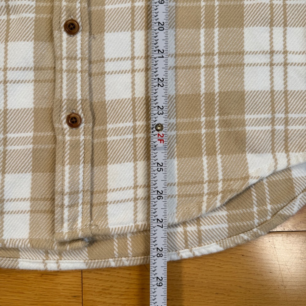 Outerknown Blanket Shirt Mens‎ Small Tan White Plaid Organic Cotton Button Down - Picture 5 of 9
